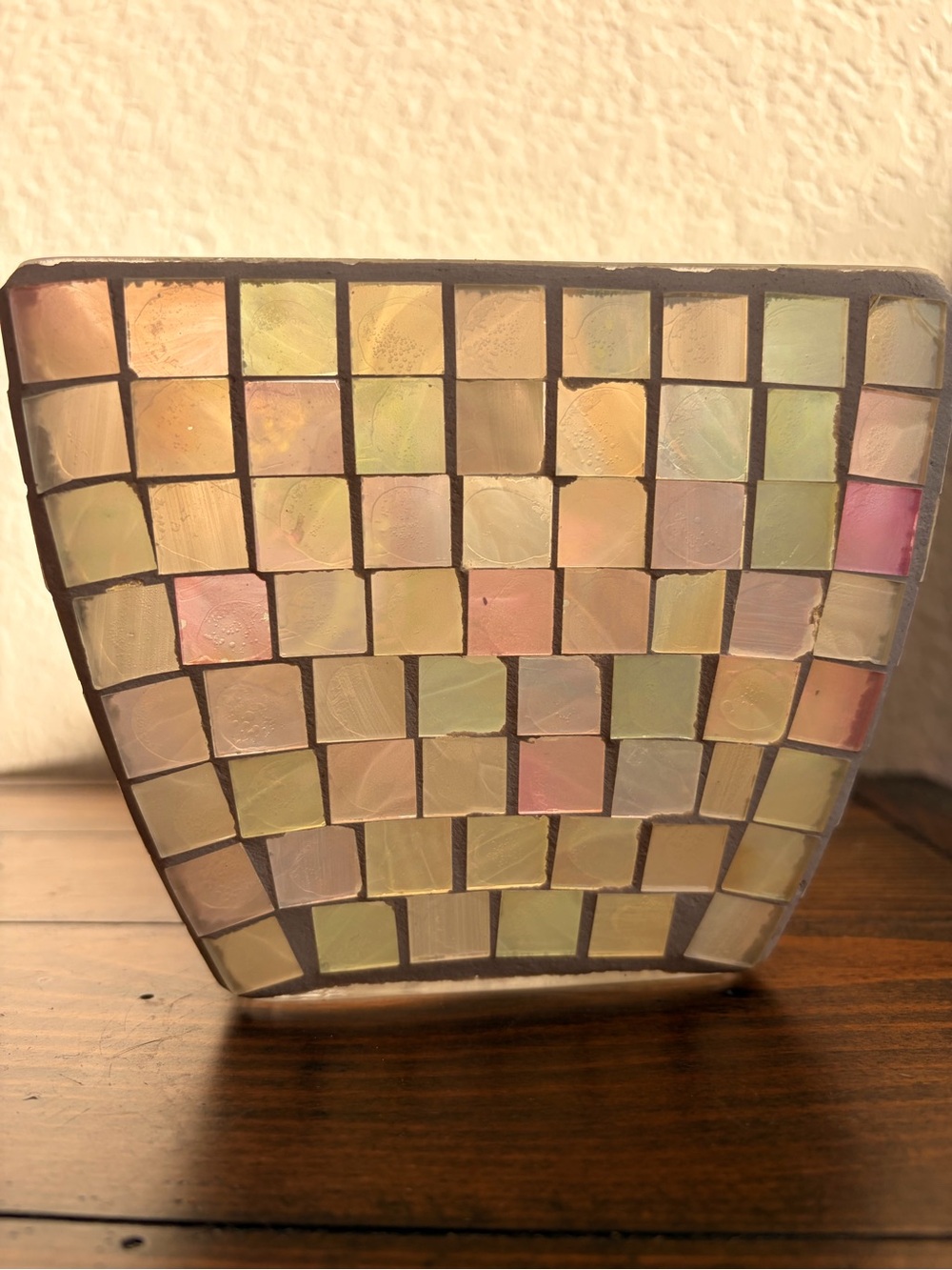 Pastel Mosaic Glass Vase - Square Tiled Design